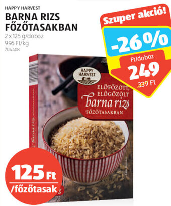 ALDI Happy Harvest Barna rizs főzőtasakban 2 x 125 g ajánlat