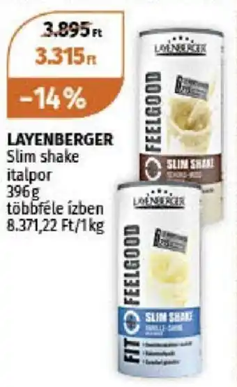 Müller Layenberger Slim shake italpor 396 g ajánlat