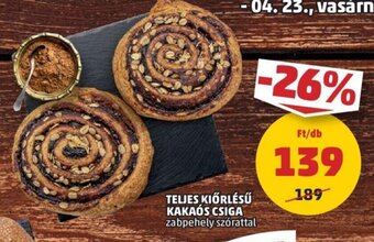 PENNY Teljes kiőrlésű kakaós csiga 1 db ajánlat