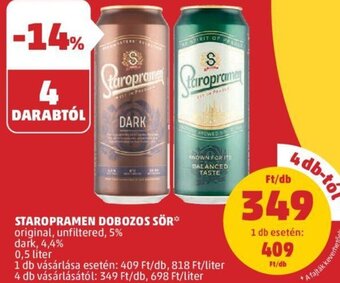 PENNY Staropramen Dobozos sör 0,5 l ajánlat