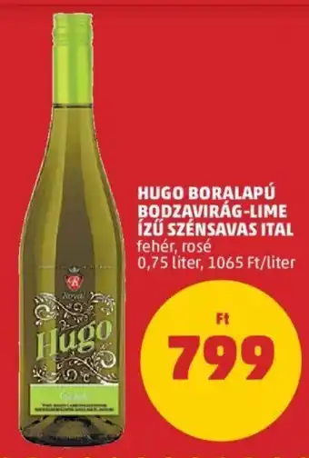 PENNY Hugo Boralapú bodzavirág-lime ízű szénsavas ital 0,75 l ajánlat