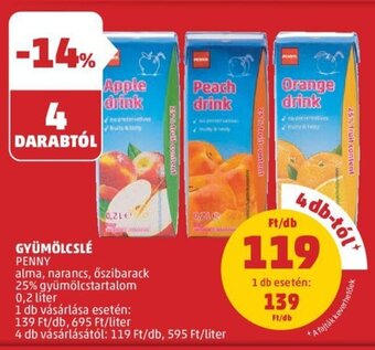 PENNY Penny Gyümölcslé 0,2 l ajánlat