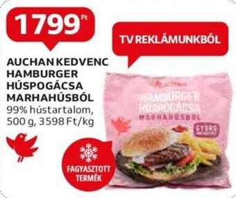 Auchan Auchan Kedvenc hamburger húspogácsa marhahúsból 500 g ajánlat