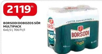 Auchan Borsodi Dobozos sör multipack 6 x 0,5 l ajánlat