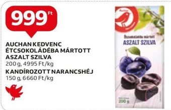 Auchan Auchan Kedvenc étcsokoládéba mártott aszalt szilva 200 g / kandírozott narancshéj 150 g ajánlat