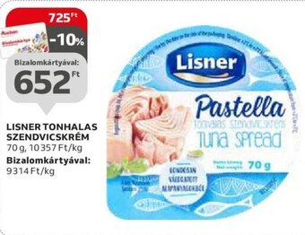 Auchan Lisner Tonhalas szendvicskrém 70 g ajánlat