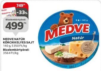 Auchan Medve Natúr körcikkelyes sajt 140 g ajánlat