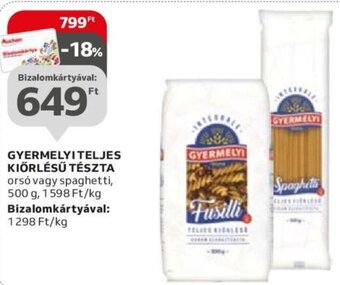 Auchan Gyermelyi Teljes kiőrlésű tészta 500 g ajánlat