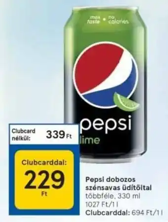 Tesco Pepsi dobozos szénsavas üdítőital 330 ml ajánlat