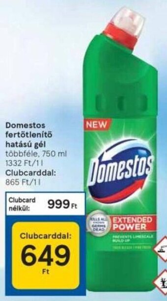 Tesco Domestos Fertőtlenítő hatású gél 750 ml ajánlat