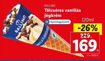 Lidl Ballino Tölcséres vaníliás jégkrém 120 ml ajánlat