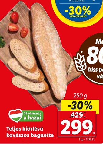 Lidl Teljes kiőrlésű kovászos baguette 250 g ajánlat
