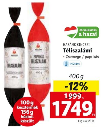 Lidl Hazánk Kincsei Téliszalámi 400 g ajánlat