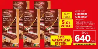 Lidl Mister Choc Csokoládé- rudacskák* 200 g ajánlat