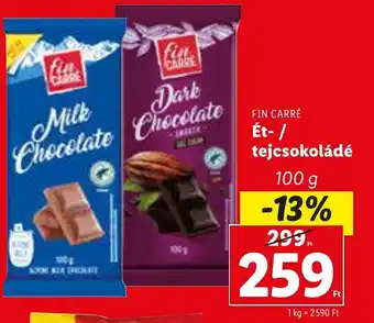 Lidl Fin Carre Ét- / tejcsokoládé 100 g ajánlat