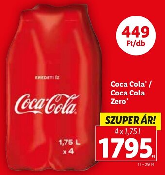 Lidl Coca Cola* / Coca Cola Zero* 4 x 1,75 l ajánlat