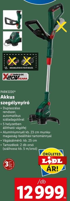 Lidl Parkside Akkus szegélynyíró 1 db ajánlat