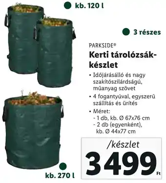 Lidl Parkside Kerti tárolózsák- készlet ajánlat