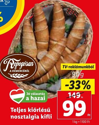 Lidl Teljes kiőrlésű nosztalgia kifli 90 g ajánlat