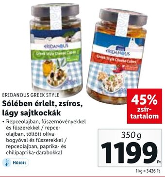 Lidl Eridanous Greek Style Sólében érlelt, zsíros, lágy sajtkockák 350 g ajánlat