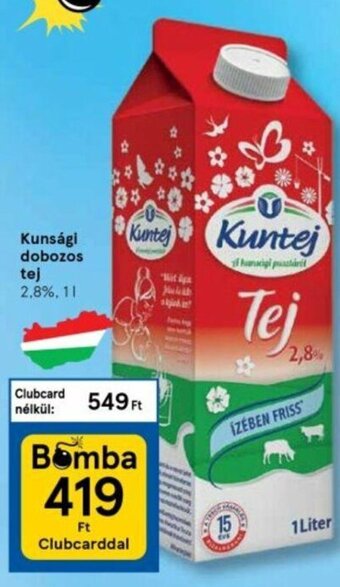 Tesco Kunsági dobozos tej 1 l ajánlat