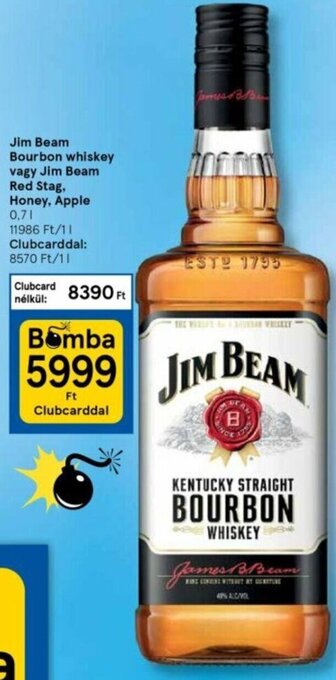 Jim Beam Bourbon whiskey vagy Jim Beam Red Stag, Honey, Apple 0,7 l