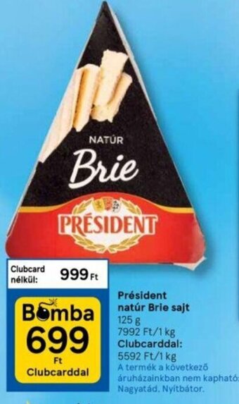 Tesco Président natúr Brie sajt 125 g ajánlat