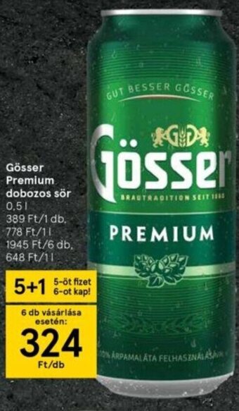 Tesco Gösser Premium dobozos sör 0.5 l ajánlat