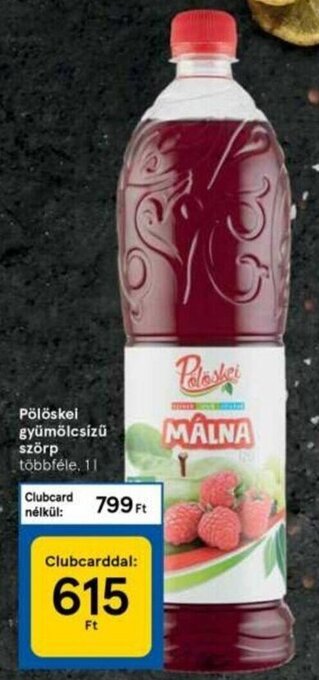 Tesco Pölöskei gyümölcsízű szörp 1 l ajánlat