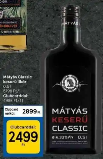 Tesco Mátyás Classic keserű likör 0,5 l ajánlat