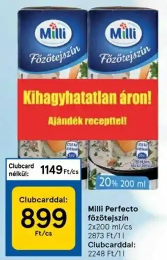 Tesco Milli Perfecto főzötejszín 2 x 200 ml ajánlat