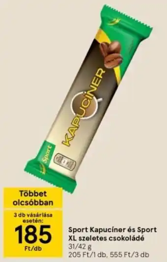 Tesco Sport Kapucíner és Sport XL szeletes csokoládé 31 / 42 g ajánlat