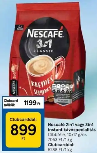 Tesco Nescafé 2in1 vagy 3in1 instant kávéspecialitás 10 x 17 g ajánlat