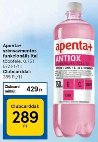 Tesco Apenta+ szénsavmentes funkcionális ital 0,75 l ajánlat