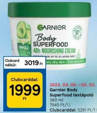 Tesco Garnier Body superfood testápoló 380 ml ajánlat