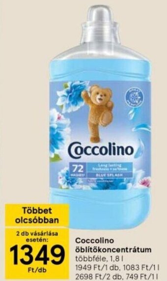 Tesco Coccolino öblítőkoncentrátum 1,8 l ajánlat