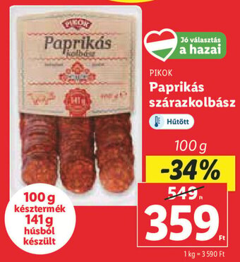 Lidl Pikok Paprikás szárazkolbász 100 g ajánlat