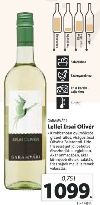Lidl Garamvári Lellei Irsai Olivér 0,75 l ajánlat