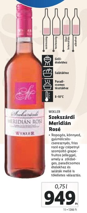 Lidl Wekler Szekszárdi meridián rosé 0,75 l ajánlat