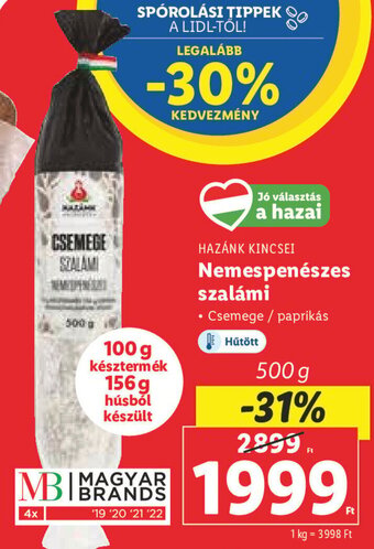 Lidl Hazánk Kincsei Nemespenészes szalámi 500 g ajánlat