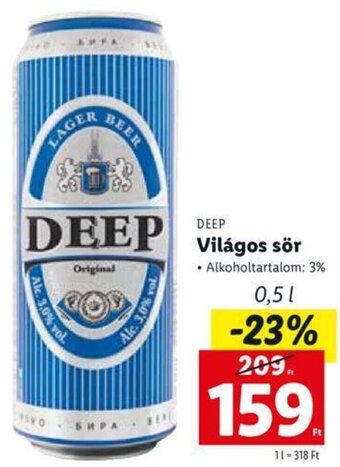 Lidl Deep Világos sör 0,5 l ajánlat