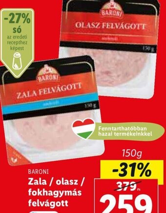 Lidl Baroni Zala / olasz / fokhagymás felvágott 150 g ajánlat