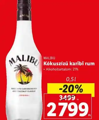 Lidl Malibu Kókuszízű karibi rum 0,5 l ajánlat