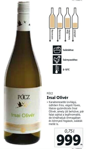 Lidl Pócz Irsai Oliver 0,75 l ajánlat