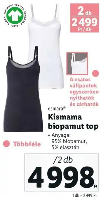Lidl Esmara Kismama biopamut top 2 db ajánlat