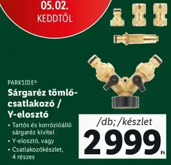 Lidl Parkside Sárgaréz tömlő-csatlakozó / Y-elosztó 1 db ajánlat