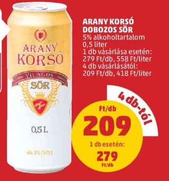 PENNY Arany Korsó Dobozos sör 0,5 l ajánlat