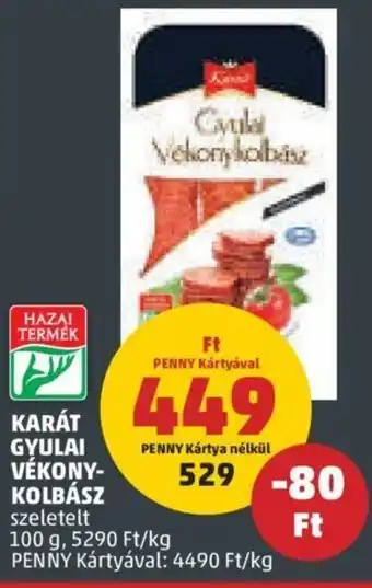 PENNY Karát Gyulai vékony-  kolbász 100 g ajánlat