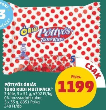 PENNY Pöttyös Óriás túró rudi multipack 5 x 51 g ajánlat