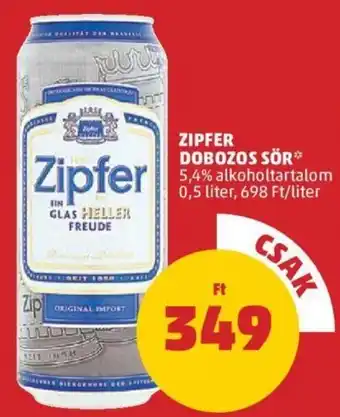 PENNY Zipfer Dobozos sör 0,5 l ajánlat
